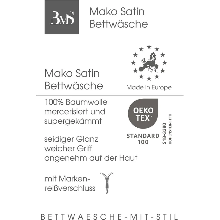 Mako Satin Damast Seitenschläferkissen Bezug Streifen "Vancouver" anthrazit 40x145 – Bild 2