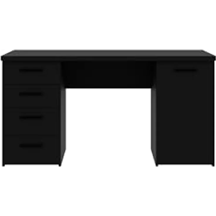FORTE NET106 Schreibtisch, Engineered Wood, schwarz, 145 x 76,3 x 60 – Bild 2