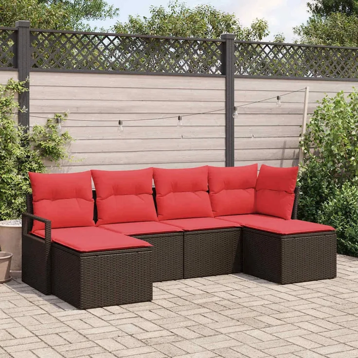 vidaXL Sofa Set 6 Stk. Braun [Synthetisch]: Poly Rattan 3346494