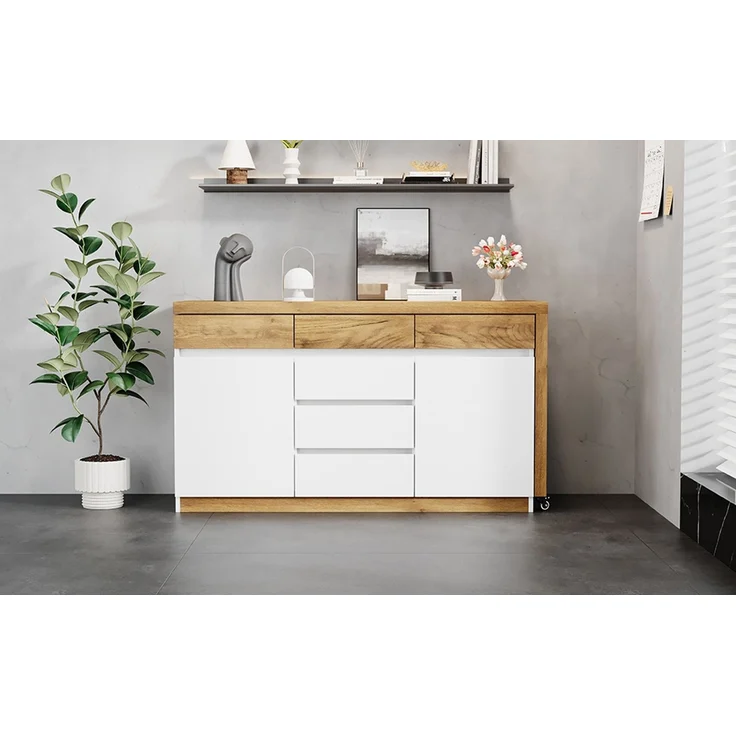 ZUBALIYA Schreibtisch mit feststellbaren Rollen – multifunktionales Design, 4 cm dickere, drehbare Tischplatte, fest arretierbar, weiß/Eiche, Faltbarer Schreibtisch, Eckschreibtisch, Sideboard,Dicke Materialie – Modell N880P5298689O – Bild 24