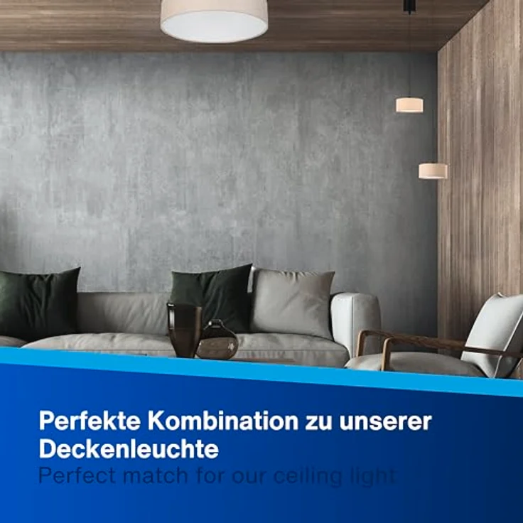 REV Pendelleuchte Akku - 120lm dimmbar 3 Farben, Timer 1-4h, höhenverstellbar (18-123cm), Hängeleuchte Wohnzimmer, Fernbedienung, Stoffschirm, beige – Bild 9