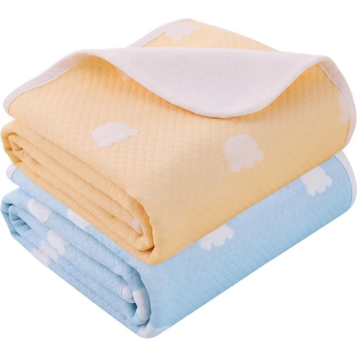 2 Stück Baby Wickelunterlage, Waschbar Säugling Wickelunterlage, 70x90 cm Wasserdicht Atmungsaktiv Wiederverwendbare Wickelauflagen Changing Mat für Babys und Kleinkinder (Blau und Gelb)