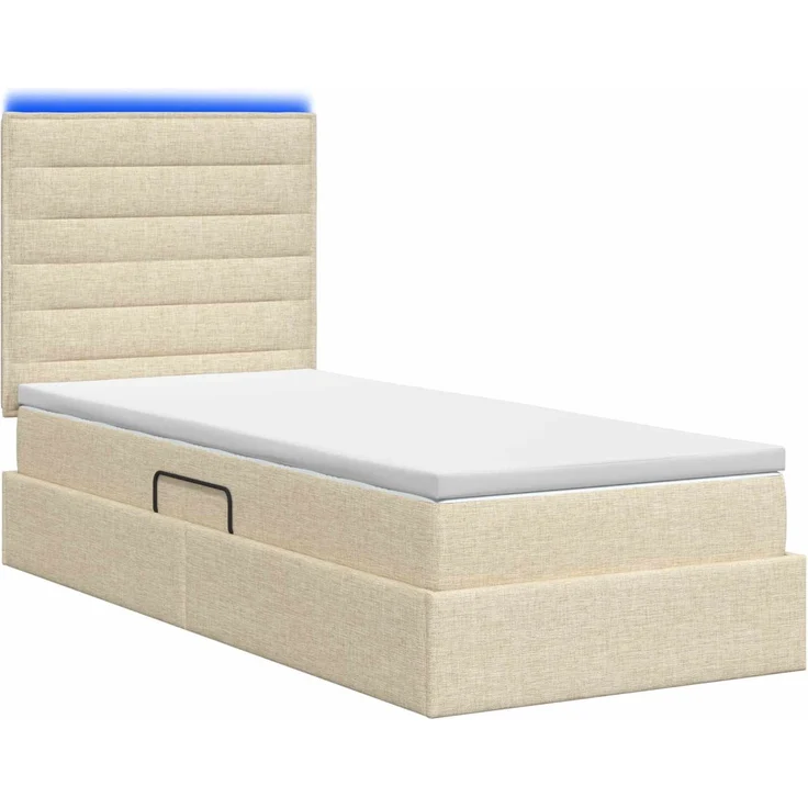vidaXL LED-Speicherbett mit Matratze Creme 90 x 200 cm Stoff 3459859 – Bild 9