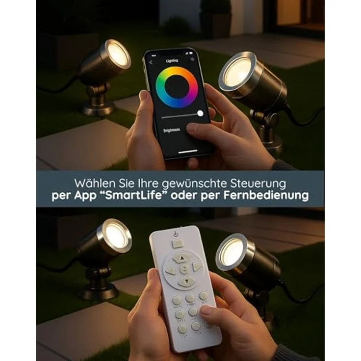 MeLiTec 2er Set Smart LED Garten-Strahler GL24 RGB Spot, anthrazit – Bild 2