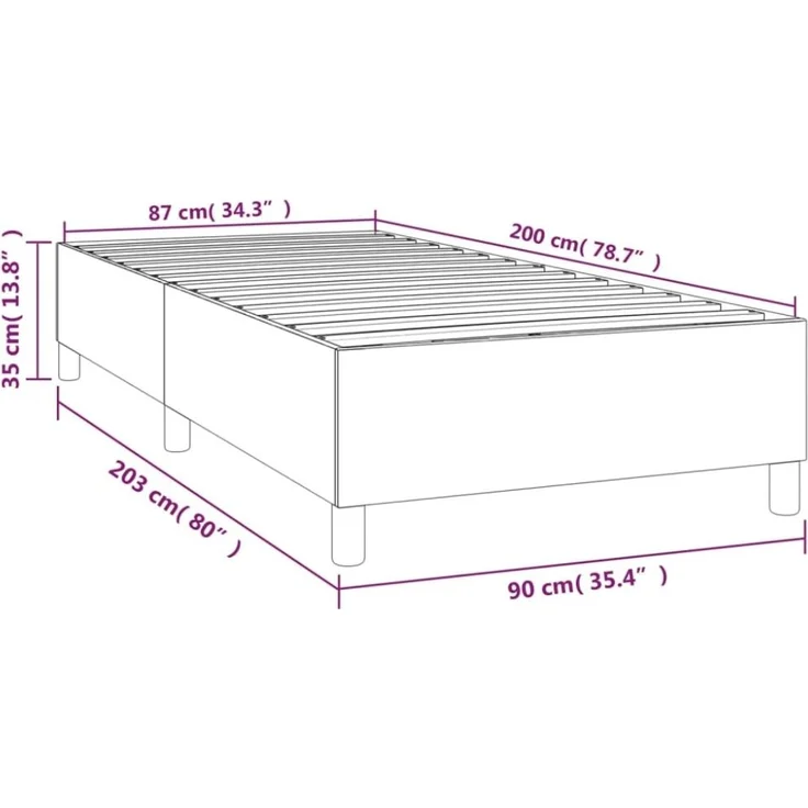 vidaXL Bettgestell, Bettrahmen mit Lattenrost & Stützbeinen, Schwarz Samt, 90x200 cm – Bild 8