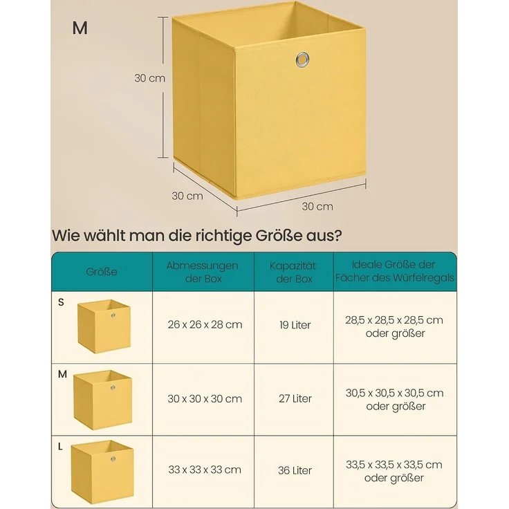 Aufbewahrungsbox, 6er Set, Ordnungsboxen, geruchsneutral, Faltbox, 30 x 30 x 30 cm, Stoffbox, für Würfelregal, Organizer bunt – Bild 4