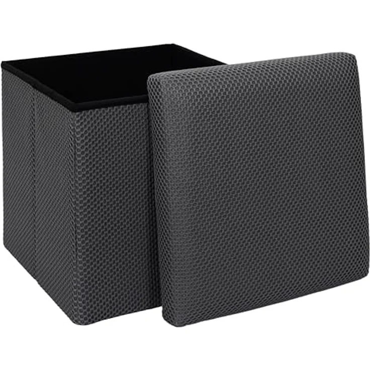 HOME DECO FACTORY, HD0508, Faltbare Ottomane-Truhe, multifunktional, modernes Design, praktische Aufbewahrung und optimaler Komfort, ideal für kleine Räume, 38 cm, Dunkelgrau – Bild 5