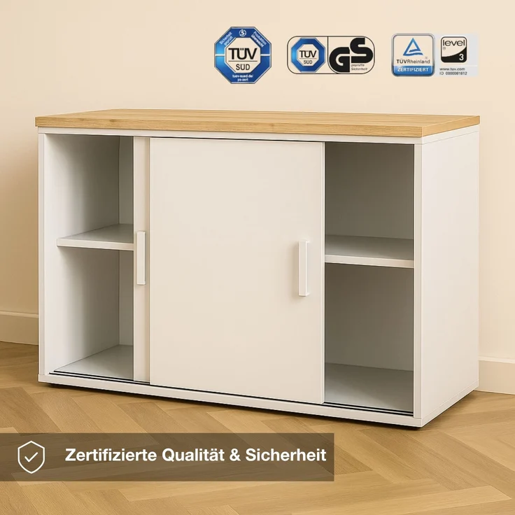 ASSMANN Schiebetürenschrank Allvia Eiche Tabak 100x44x73cm Holz – Bild 2