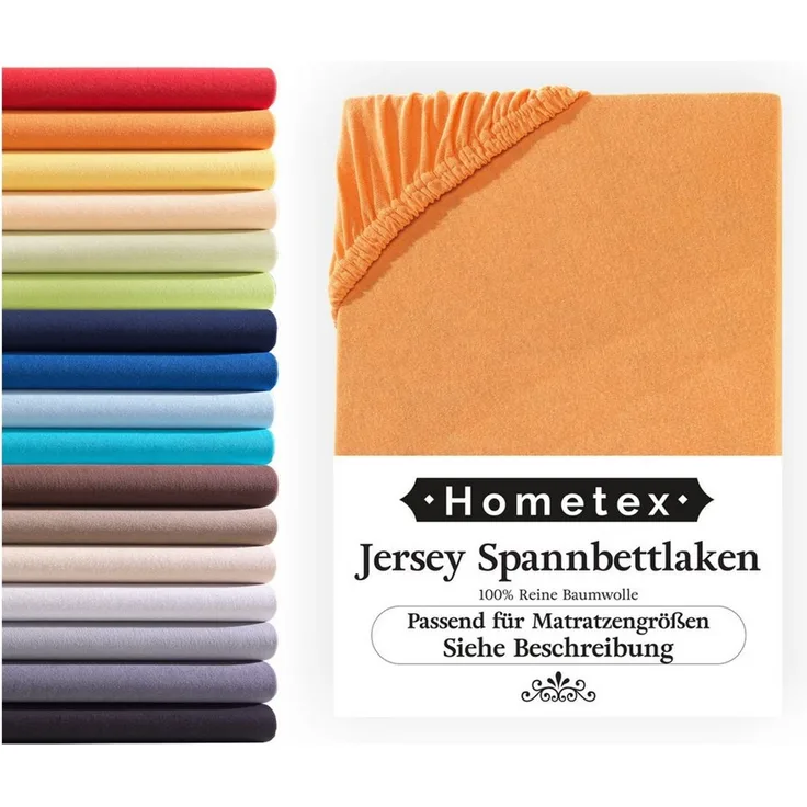 Hometex Premium Textiles Spannbettlaken Jersey Spannbettlaken 100% Baumwolle, Jersey, Gummizug: Rundumgummizug, Premium-Jersey Matratzenhöhe bis 23 cm