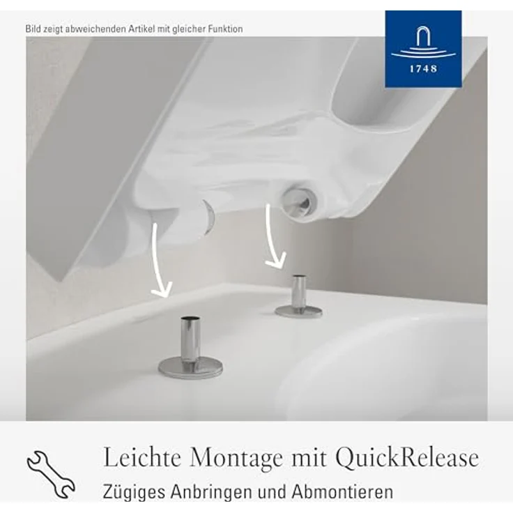 Villeroy & Boch Architectura WC-Sitz - Toilettendeckel mit Absenkautomatik - Abnehmbarer, bruchsicherer Toilettensitz aus Duroplast - Ersatzteil - Klodeckel in eckiger Form - Weiß Alpin, glänzend – Bild 4