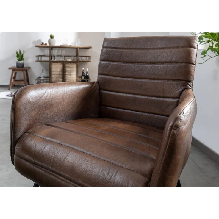 Stuhl Echtleder 62x62x84 dunkelbraun IRON LABEL #06 – Bild 4