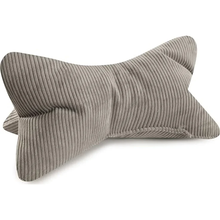 MAGMA Leseknochen INGA, Cord Look, Farbe grau, 42cm x 22cm, ergonomische Form für Nacken- oder Lendenstütze, Flexible Stütze für Bücher, E-Books oder Tablets – Bild 1