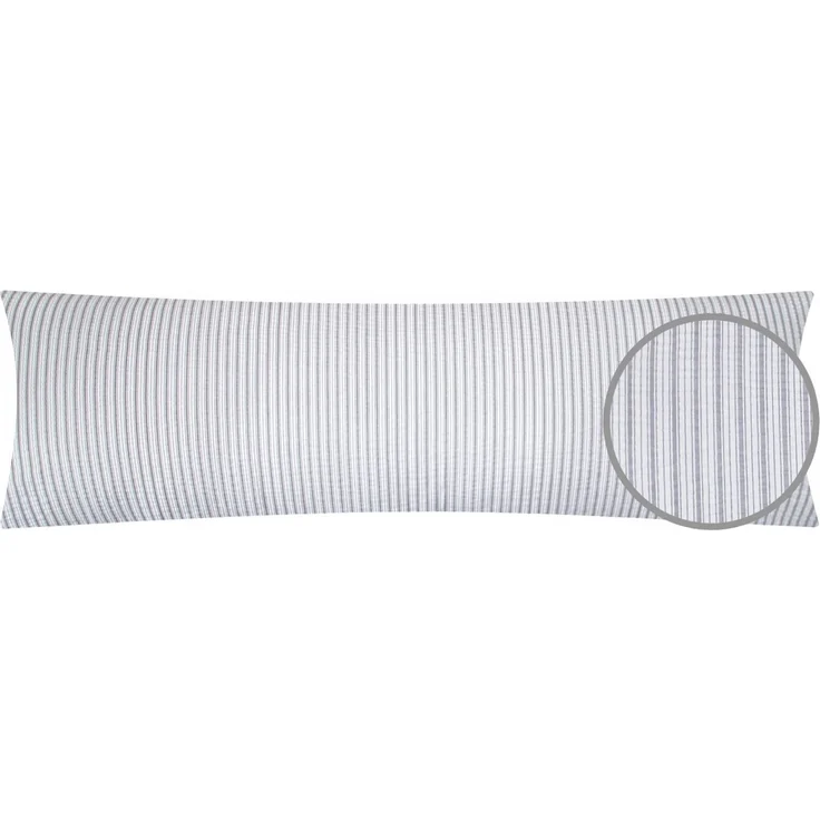 Heubergshop Seitenschläferkissenbezug, (1 Stück), Seersucker 40x145 cm Streifen grau weiß 100% Baumwolle (BS-Streifen) – Bild 2