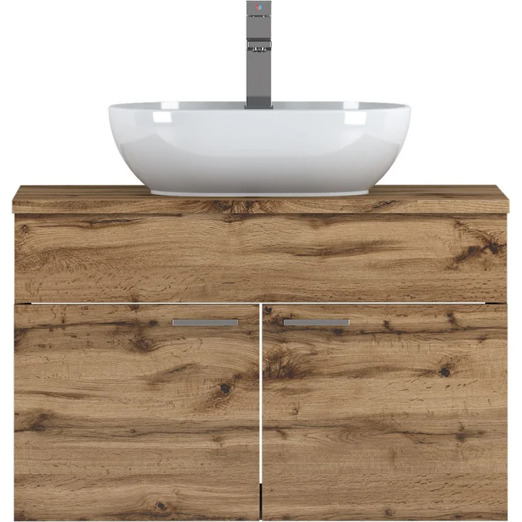 Badplaats Waschbeckenunterschrank Colorado 80x46 cm Eiche - Hängender Badezimmerschrank mit 2 Schubladen – Bild 3