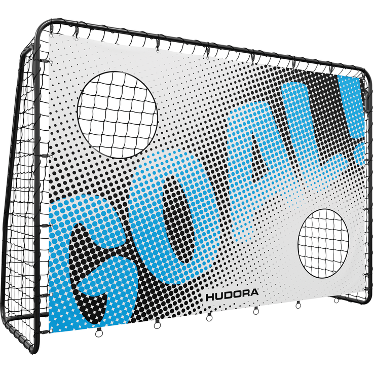 Hudora 'Trainer' Fußballtor mit Torwand, Motiv 'Goal', Stahl schwarz, 213 x 152 x 76 cm