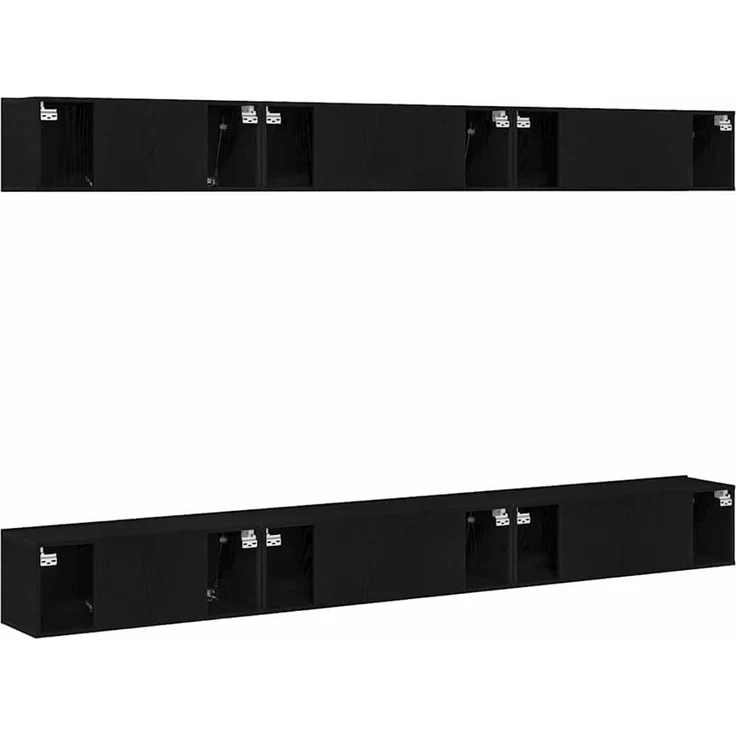 vidaXL TV-Schrankset Wandmontiert Schwarz Eichen-Optik Holzwerkstoff 3333059 – Bild 6