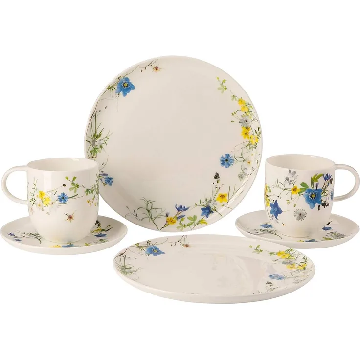 Set 6-tlg. mit Becher und Coupteller Brillance Fleurs des Alpes Rosenthal Tellerset - Mikrowelle geeignet, Spülmaschinengeeignet