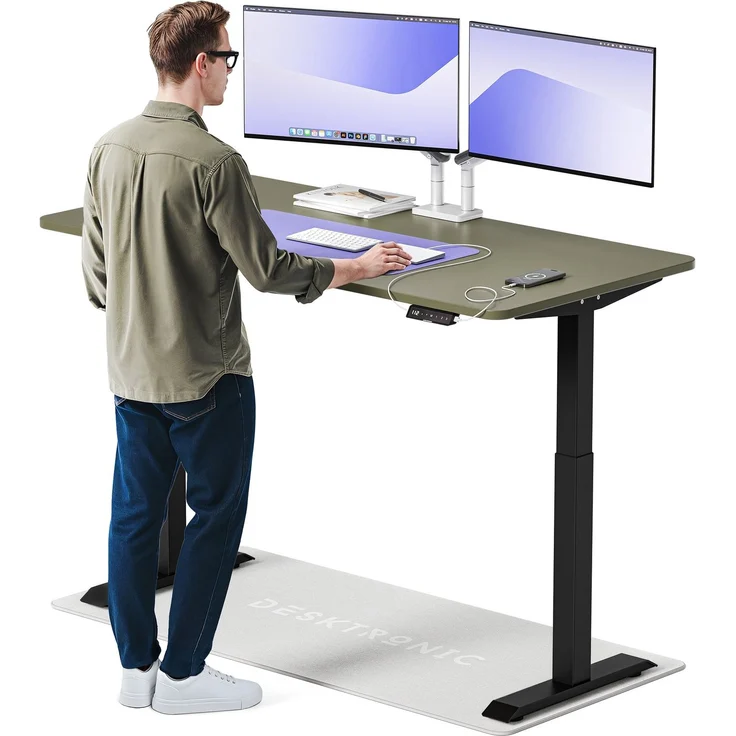 Desktronic HomeOne Elektrisch höhenverstellbarer Schreibtisch 160x80cm Schwarz/Grün mit Memory-Funktion, Anti-Kollisions Technologie, USB-A und USB-C-Ladeanschlüssen – Bild 1