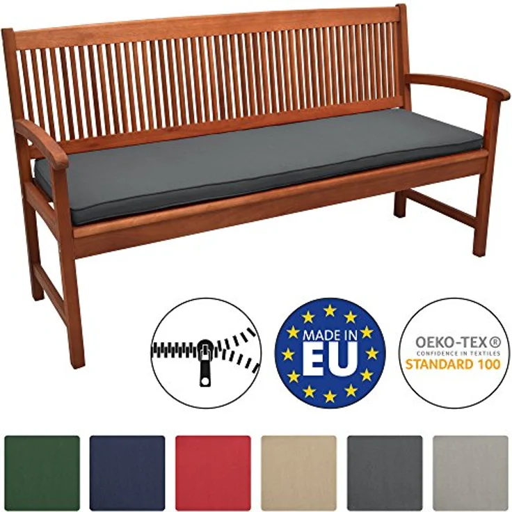Beautissu Bankauflage Loft BK, grau, 48x5x120 cm, Outdoor Sitz- und Rückenkissen aus robustem Textil – Bild 3