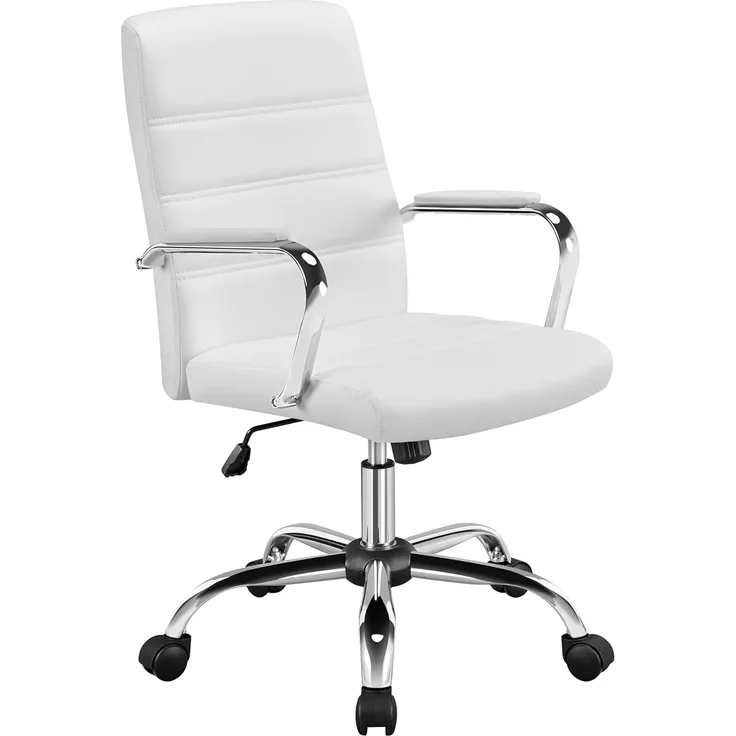 Yaheetech Bürostuhl ergonomischer Schreibtischstuhl, Drehstuhl mit Rollen, Bürohocker mit Armlehnen, Arbeitsstuhl mit Rückenlehne, Chefsessel Belastbar bis 130kg Weiß