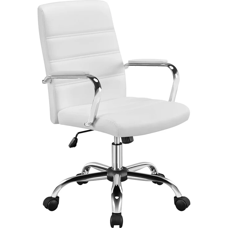 Yaheetech Bürostuhl ergonomischer Schreibtischstuhl, Drehstuhl mit Rollen, Bürohocker mit Armlehnen, Arbeitsstuhl mit Rückenlehne, Chefsessel Belastbar bis 130kg Weiß