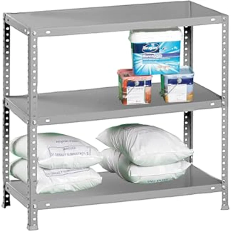 Simon Rack Schwerlastregal, 1000 x 800 x 300 mm, Bis 100 kg Belastbar, 3 Verstellbare Ablagen, Kellerregal, Lagerregal, Grau- Comfort – Bild 9