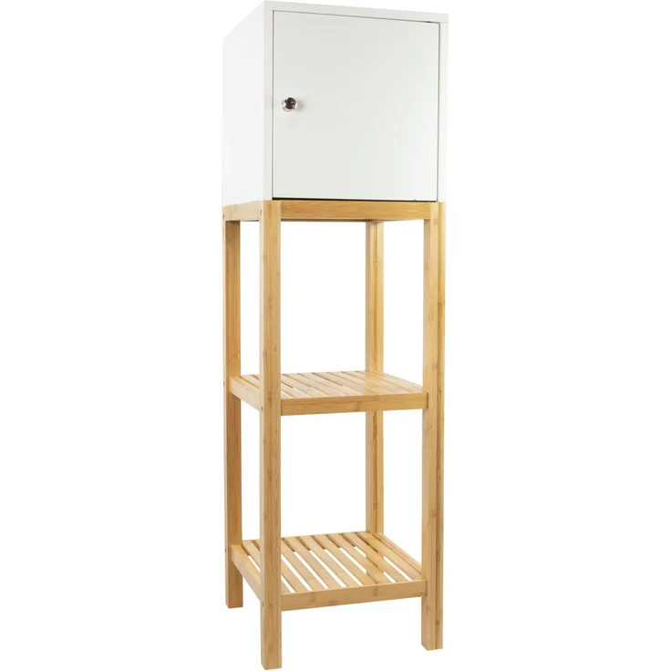 osoltus Badschrank Badregal 114 cm Kobe Bambus / Weiß – Bild 1