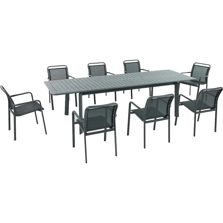 Vente-unique - VELYRA Gartenessgruppe Metall Grau - B 60 cm100 cm x H 85 cm75 cm x L 57 cm205 cm286,5 cm – Bild 3