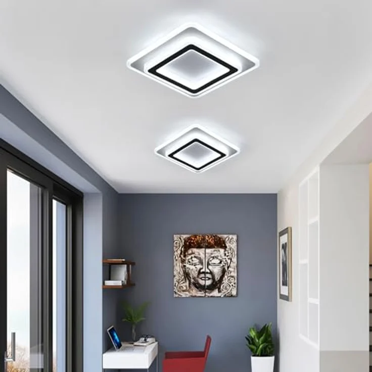 Goeco Moderne LED Deckenleuchte, 38W LED Deckenlampe Quadratisch, Acryl Deckenbeleuchtung für Wohnzimmer, Schlafzimmer, Bad, Flur, Küche, 6500 K Kaltesweiß – Bild 2
