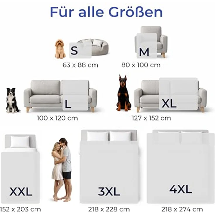 Dreamzie Hundedecke Wasserdicht Bett, Auto, Outdoor 80x100 cm - Reversible und Maschinenwaschbar Hundedecke Sofa aus Sherpa Fleece - Hellgrau – Bild 6