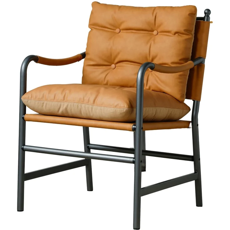 DESVIAE Sessel Braun aus PU-Leder/Metall – 85x68x20 cm – Armlehnen – Bild 8