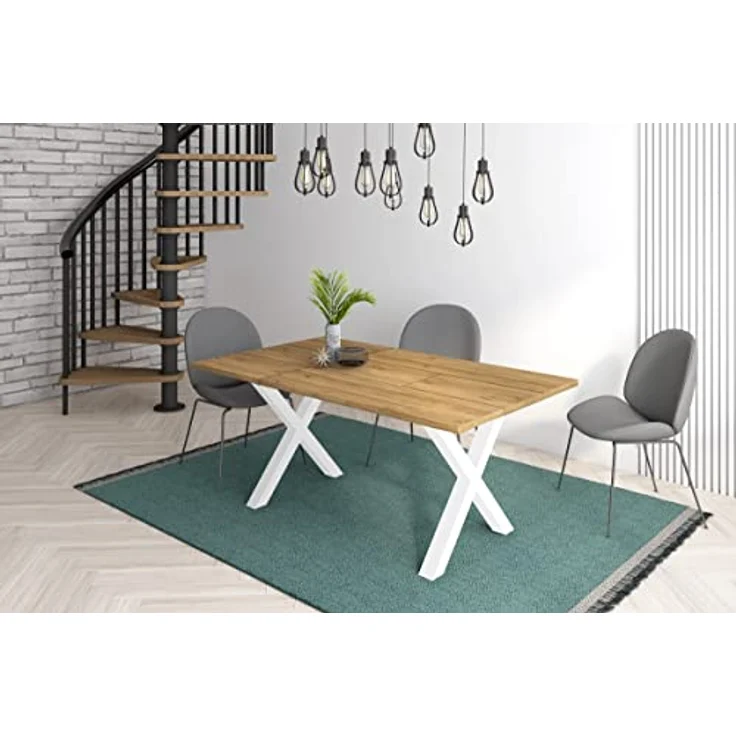 Skraut Home - Ständer – Füße – Steg – in X-Form – Tischbeine aus Massivholz – Wohnzimmer – Esszimmer – Büro – weiß lackiert – 72 x 72 cm – Bild 2