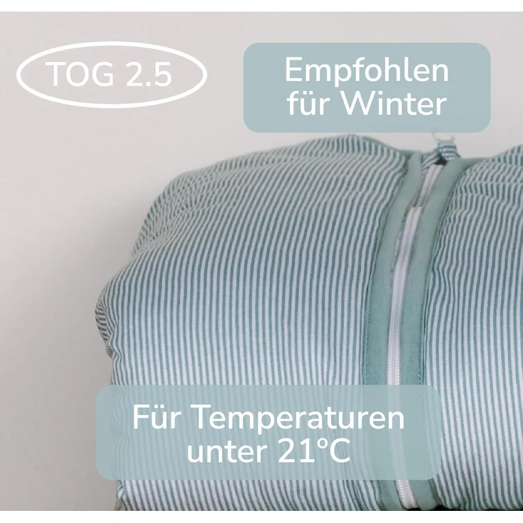 molis&co - Baby schlafsack ärmellos - Ideal für den Winter - Babyschlafsack tog 2.5 ohne Ärmel - 100% Baumwolle (Oeko-TEX 100), Premium Qualität - Blue Surf (95 cm, 18-36 Monate) – Bild 3