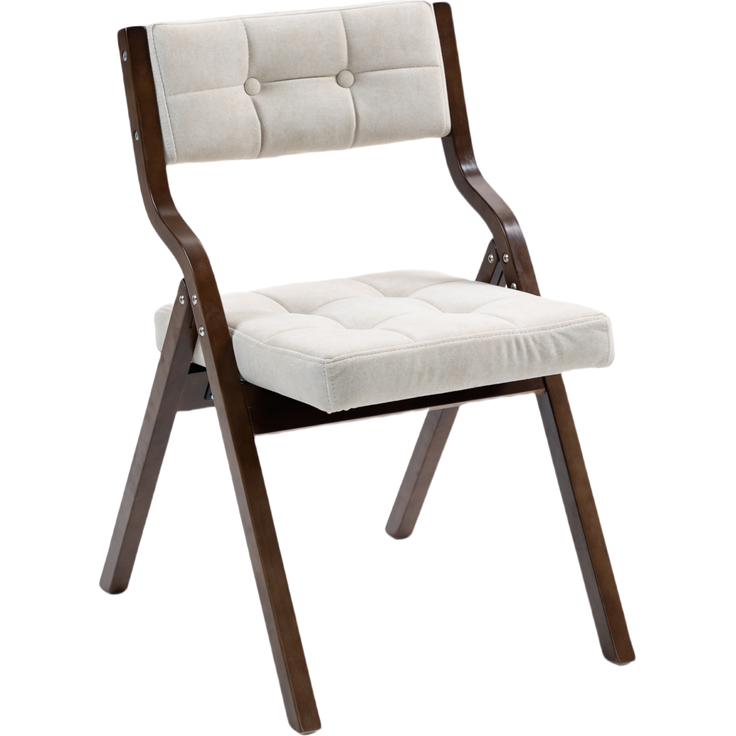 Klappstühle aus Holz mit Samtpolsterung in Creme, 2er-Set,H 77 x T 61 x B 48 cm – Bild 4