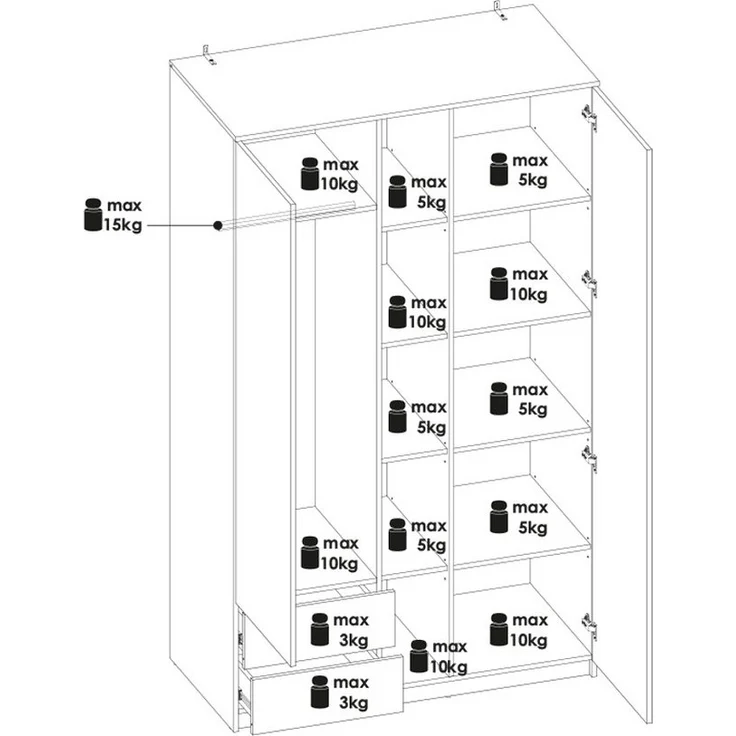 Lomadox Jugendzimmer-Set FIER-129, (Sparset, 5-tlg, Kleiderschrank Schreibtisch Regale), kaschmir mit Eiche, grifflos – Bild 3