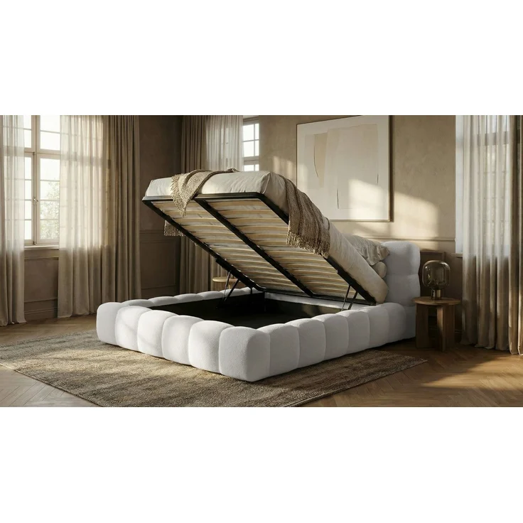 thematys Polsterbett CLOUD mit Bettkasten 200x200cm, Ohne Matratze, Davis, Weiß – Bild 4