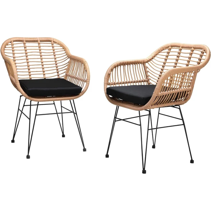 CASARIA® Korbsessel Gartenstühle 2er Set Bali Polyrattan – Bild 1