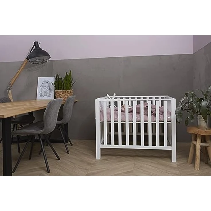 Meyco Baby X Mrs. Keizer Rabbit Laufgittereinlage (weiches und sicheres Material, doppelseitiges Design, Außenseite aus 100 % Baumwolle, Rückseite aus 100 % Velvet, Größe: 77 x 97 cm), Lila – Bild 5