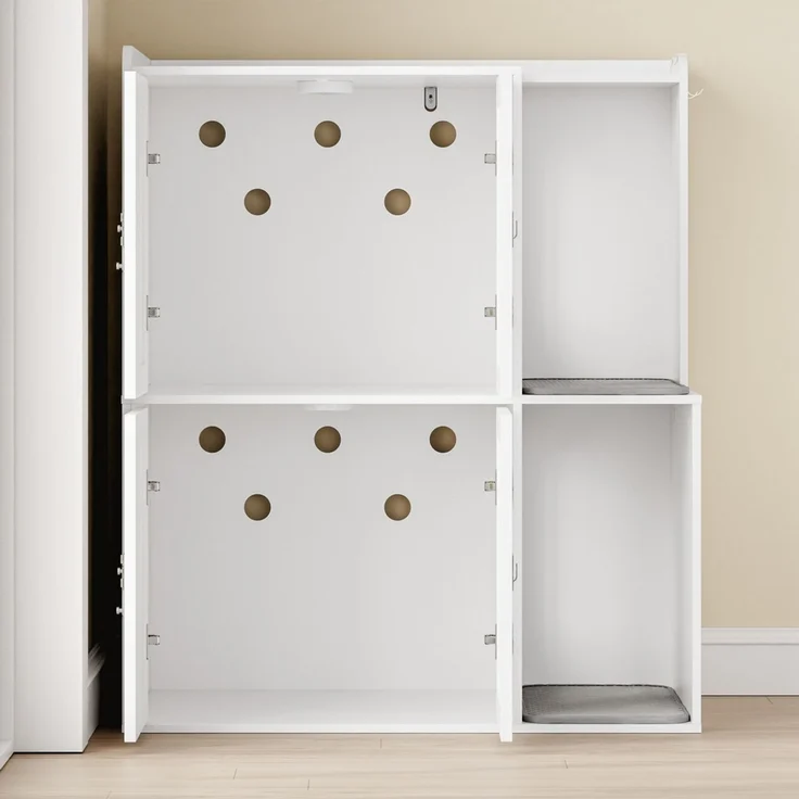 SoBuy HAT09-E-W Stauraum-Schrank, Katzen-Toiletten-Schrank, Haustier-Organizer, Spanplatte, Melamin, Weiß, 80 x 95,5 x 45 cm – Bild 8
