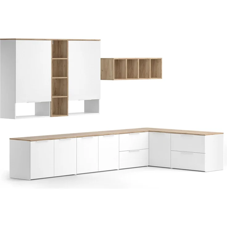 Wohnwand Wido Weiß/Sonoma 9 Teile Vicco – Bild 1