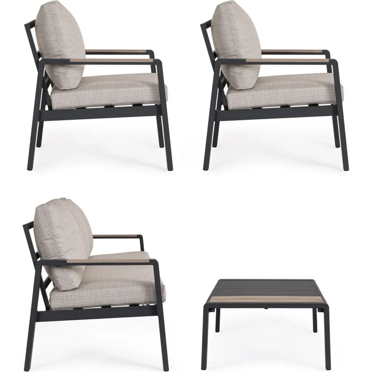 Garten-Set Elna 4er Gruppe aus Aluminium, modern gepolstert, anthrazit, inkl. Kissen – Bild 11