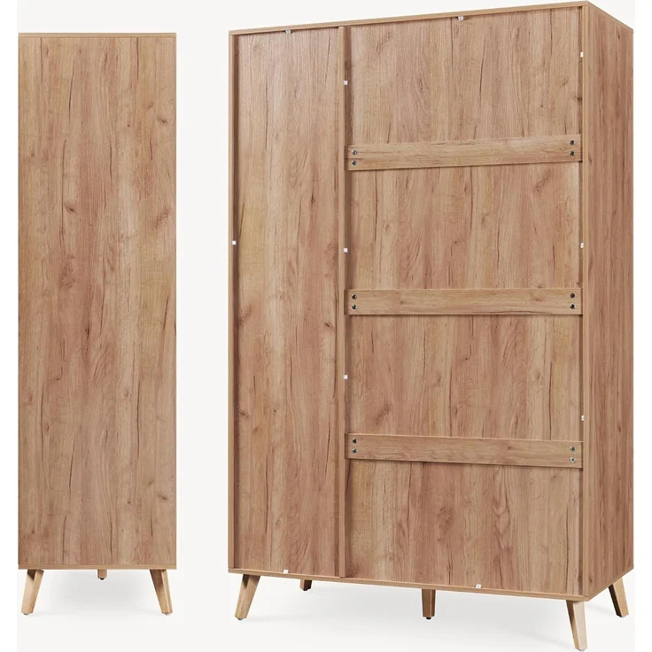 Kleiderschrank Norg 191x120x52 cm 3 Türen 4 Fächer Eicheoptik [en. casa] – Bild 8