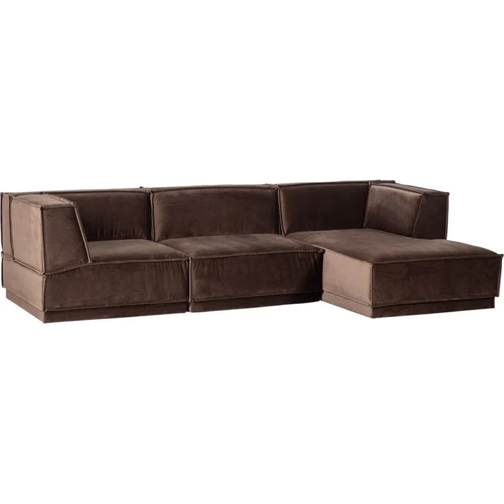 Ecksofa Chaiselongue Manu - Samt Braun, Rechts – Bild 1