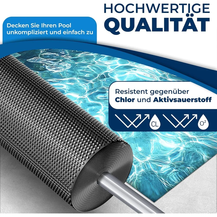 KESSER® Pool Solarfolie 400 µm | Solarplane Poolabdeckung | Solarabdeckplane flexibel zuschneidbar | Poolplane für Wassererwärmung | Solarabdeckung mit Schere, Lochzange & 12 Ösen Schwarz, Ø 600 cm – Bild 3