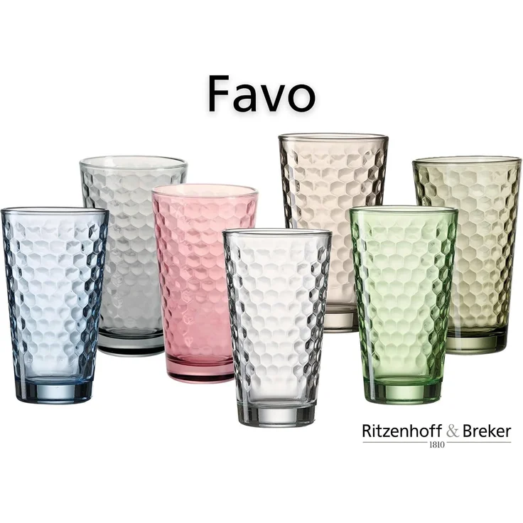 Ritzenhoff & Breker Favo Longdrinkglas 400 ml grün 6er Set – Bild 6