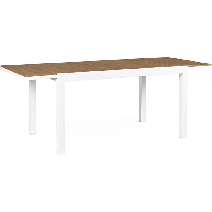 Gartentisch Saliano ausziehbar, modernes Design, Polywood und Aluminium, weiß natur, für 4–6 Personen
