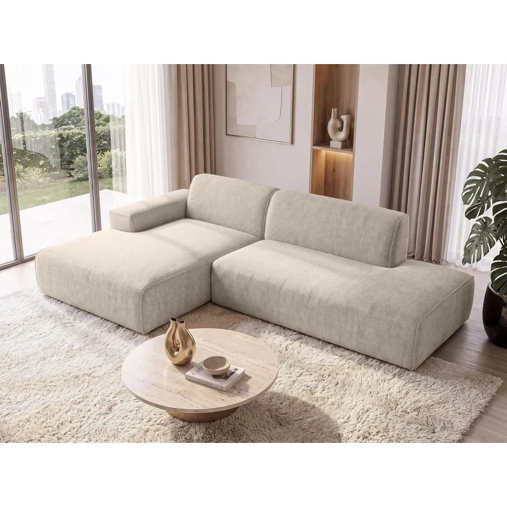 AX LIVING Ecksofa Modern Didim Duo 284 cm Beige Chenille Sofa L