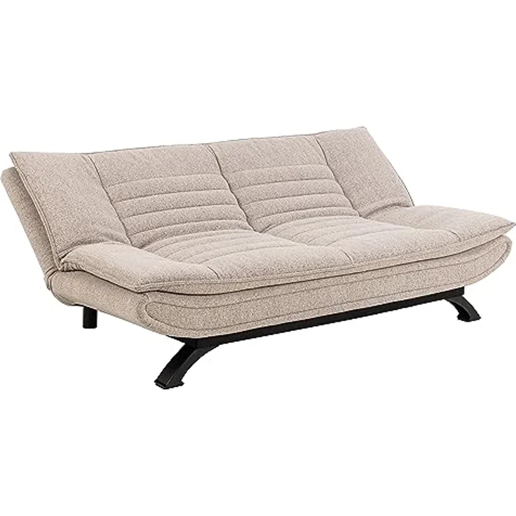 AC Design Furniture Jasper Schlafsofa in Beige, mit 3 Liegepositionen, Moderner 3-Sitzer ohne Armlehne, Gepolstertes Sofa mit Bouclé-Bezug und Schwarzen Beinen, B: 196 x H: 91 x T: 98 cm – Bild 8
