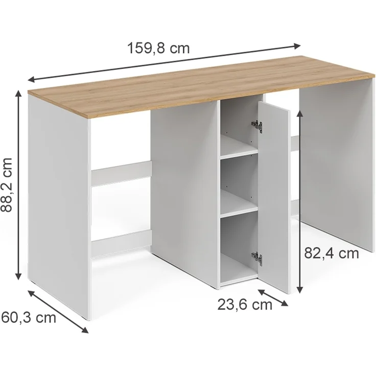 Waschmaschinenschrank Viktor Weiß/Artisan-Eiche 159.8 x 88.2 cm mit 3 Fächern Vicco – Bild 2