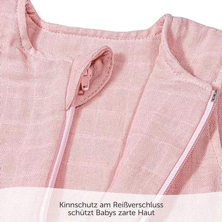 Makian Musselin-Schlafsack - Puder - 100 cm, atmungsaktiver Baumwollsack mit TOG-Wert 1,0 und durchgehendem Reißverschluss – Bild 4